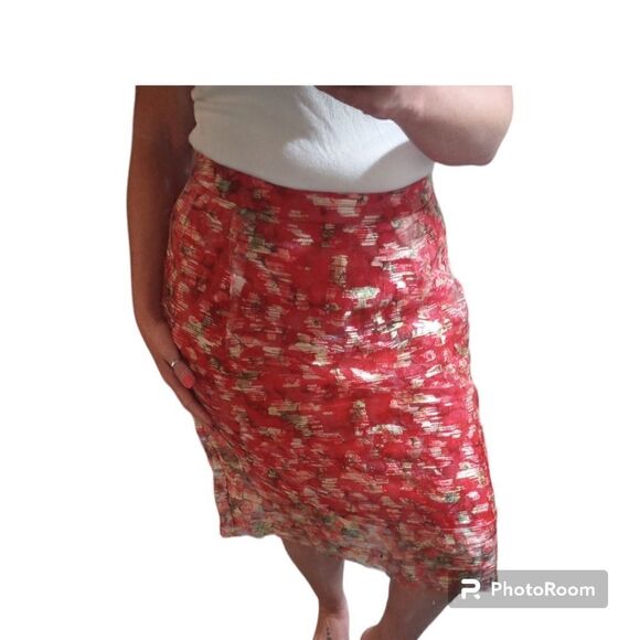 Wolven mesh overlay pleated knee length skirt - Picture 1 of 13